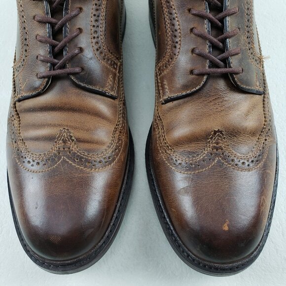 Frye James Wingtip Oxford Shoe Mens 10 D Brown Leather Lace Up Dress Brogue - Picture 5 of 14